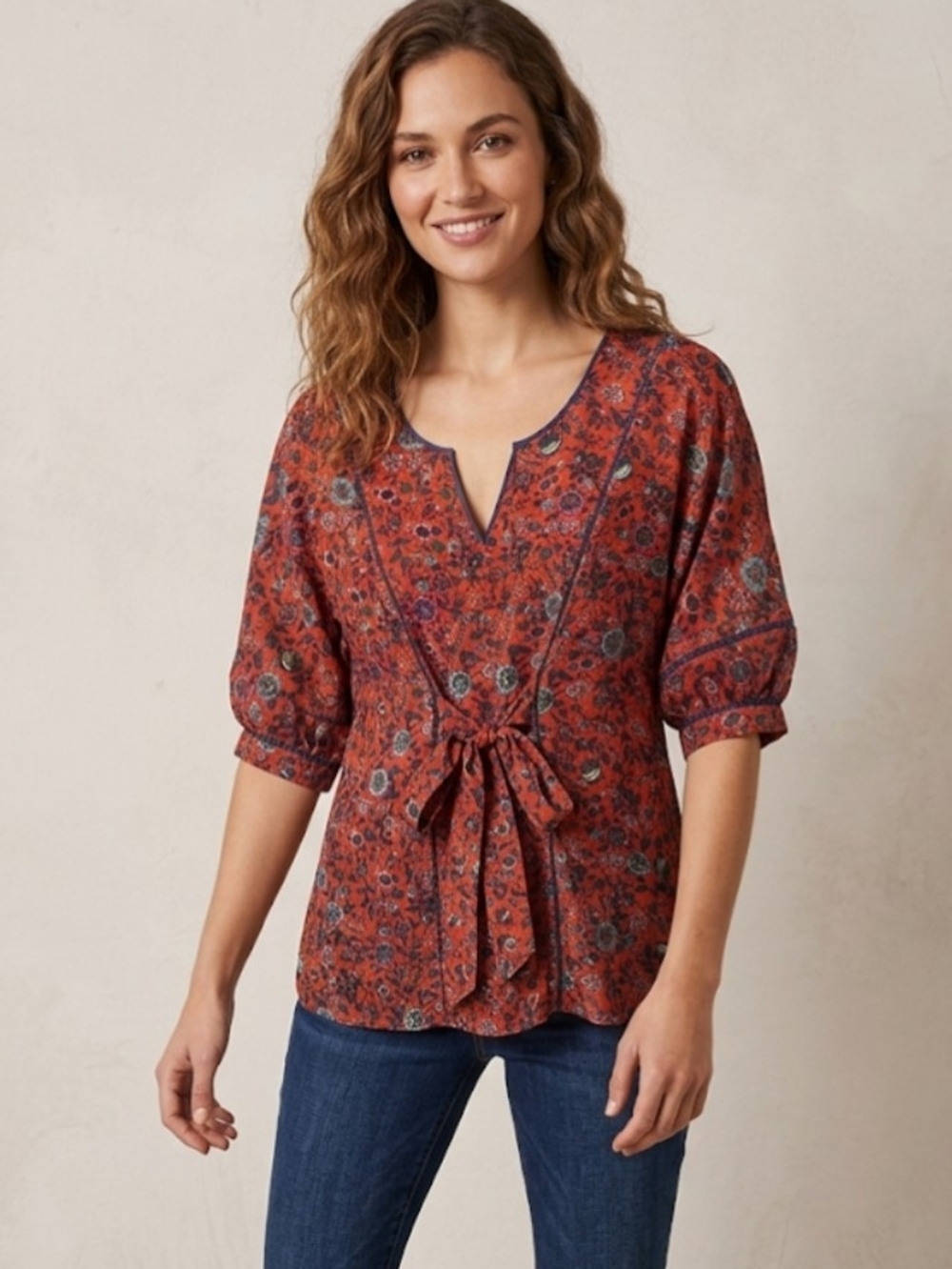 Maeve Anthropologie Floral 100% Silk Top Kimono Blouse L Boho Feminine Prairie